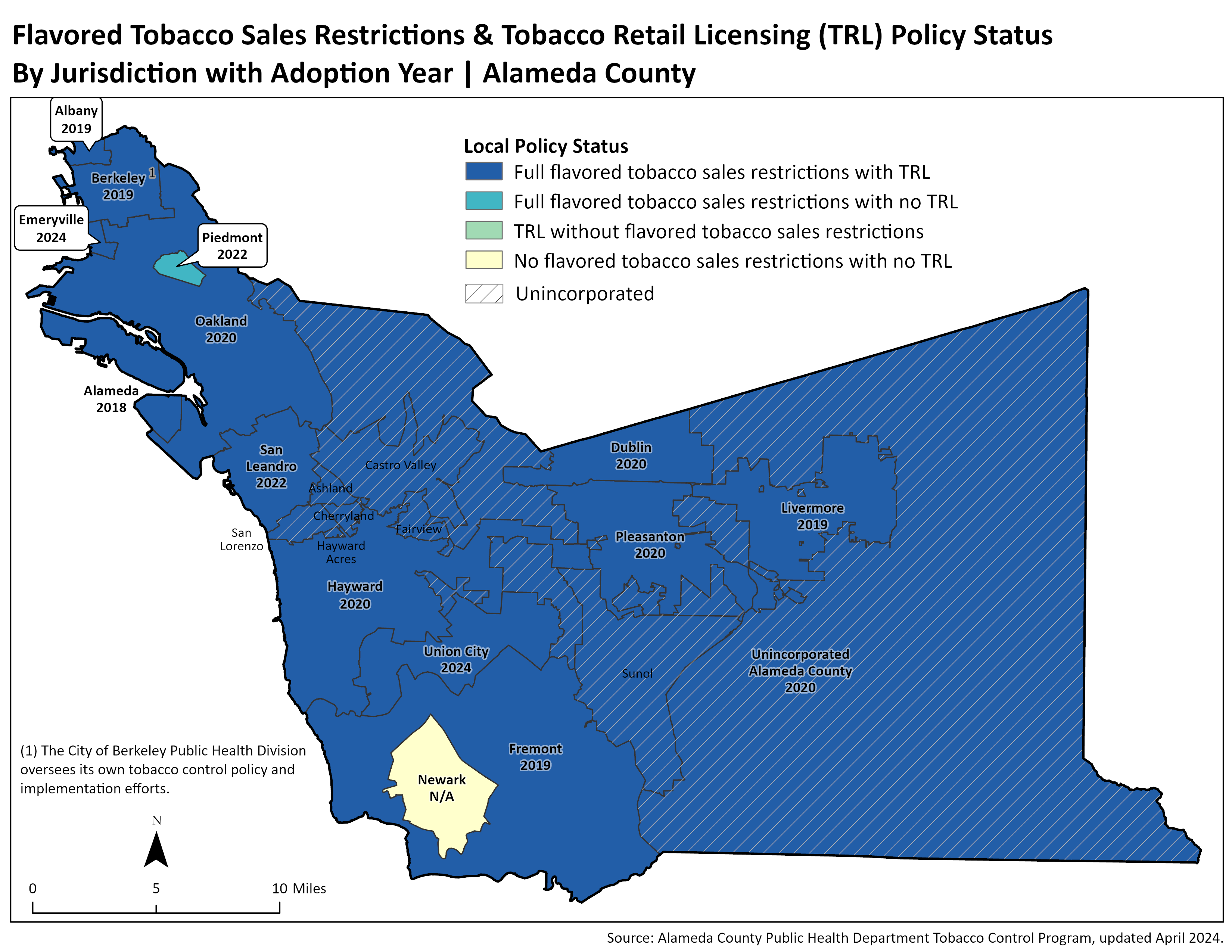 Tobacco Retail Licensing Map of Alameda County